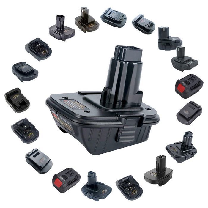 Adaptateur batterie - PZCC - Conversion 20V→18V - Compatible outils anciens - Pour perceuse - Plastique noir