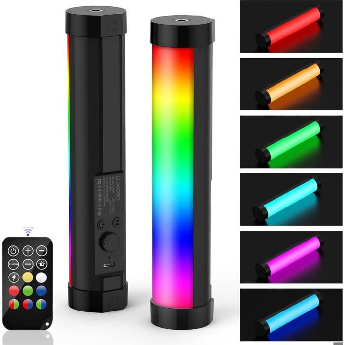 P100 20cm RGB Video Tube LED Light Baton Lumineux Magnetic Rechargeable Lightstick Multi-angle Éclairage Lampe P Portable