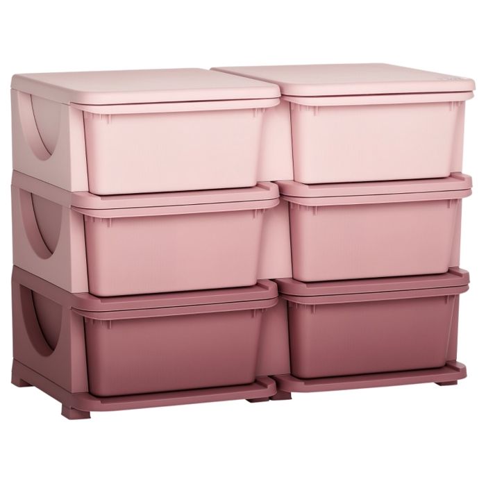 Boîte de rangement en plastique rose pour jouets 6 tiroirs organisateur de jouets commode pour chambre denfant