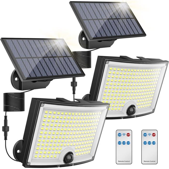 Lampe Solaire Extérieure 202 Led Détecteur Mouvement Télécommande[EC79]