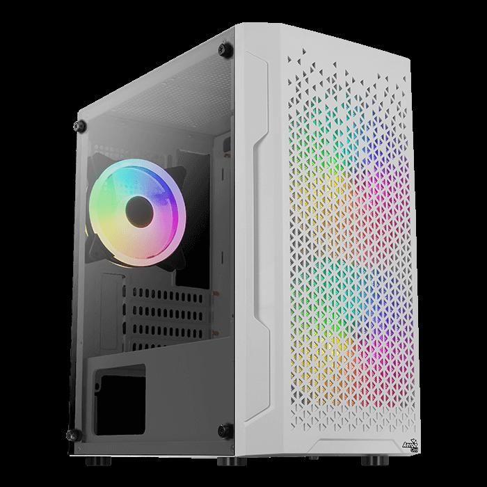 Boîtier PC Mini Tour Micro ATX avec panneau vitré Aerocool Trinity Mini FRGB – blanc – TU