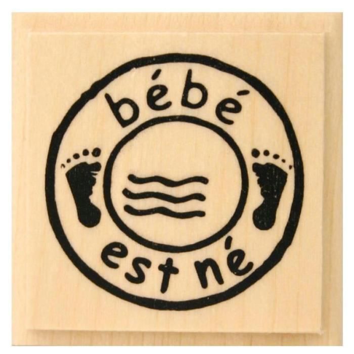 Tampon Naissance Aladine 'Made With Love' - Support Bois 3.5x3.5cm - Pour Faire-part Et Scrapbooking
