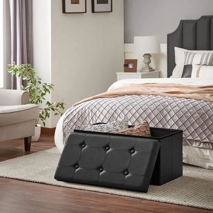 Pliable Tabouret Pouf Coffre De Rangement Ottoman Repose-Pieds Carré