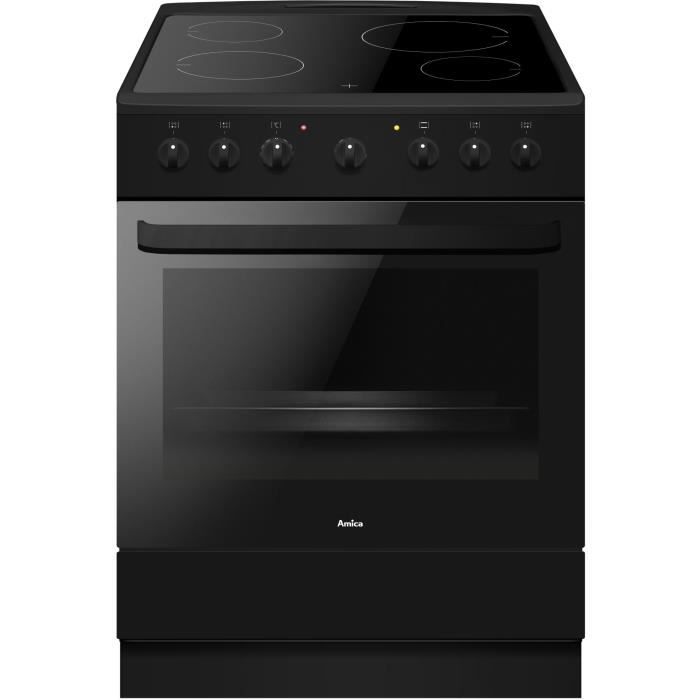 AMICA ACV6003RN Cuisini&egrave;re vitroc&eacute;ramique 60 cm 4 foyers 65 L noir