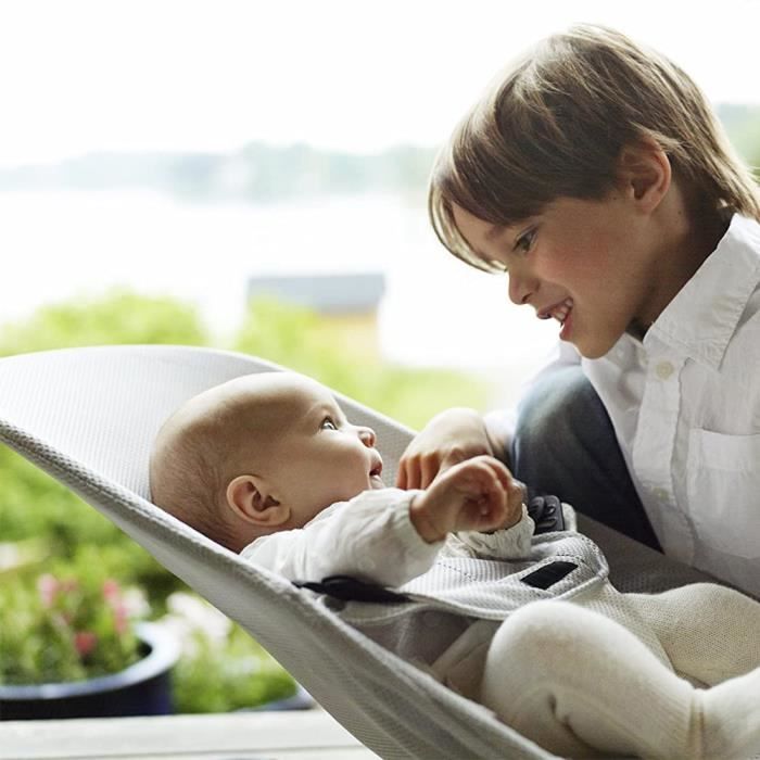 Transat bébé évolutif lavable avec ceinture de sécurité inclinaison réglable 3 niveaux - Gris