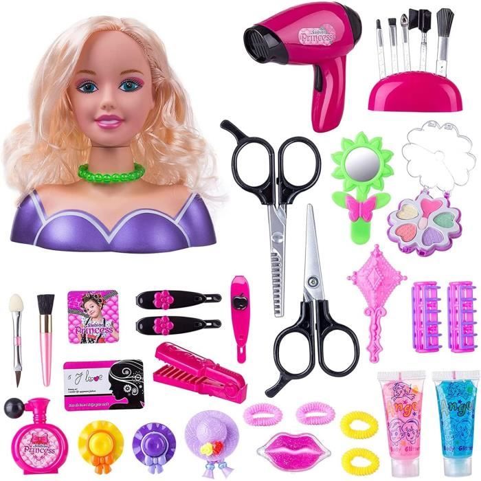 Tete à Coiffer Maquiller Enfant Pretend Playset,Styling tete de mannequin  Coiffure Jouet d'anniversaire cadeau de Noël a36 - Cdiscount Jeux - Jouets