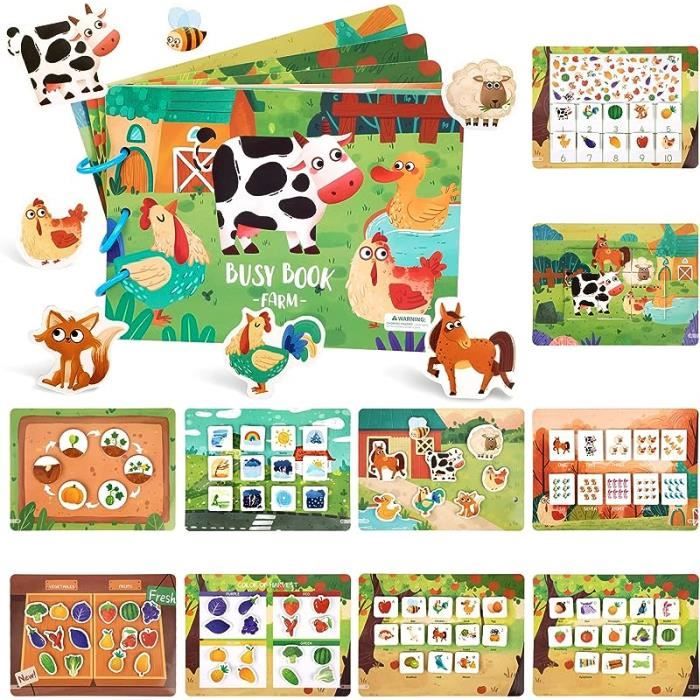 YeahBoom Quiet Book Montessori,Jouet Sensoriel en Feutre 3D,Busy Book  Montessori,Couleur Livre Occupé Jouet Montessori,Apprendre Compétences de  Vie Jouets éducatifs pour Garcon Fille BéBé 1 2 3 4 Ans : : Jeux et