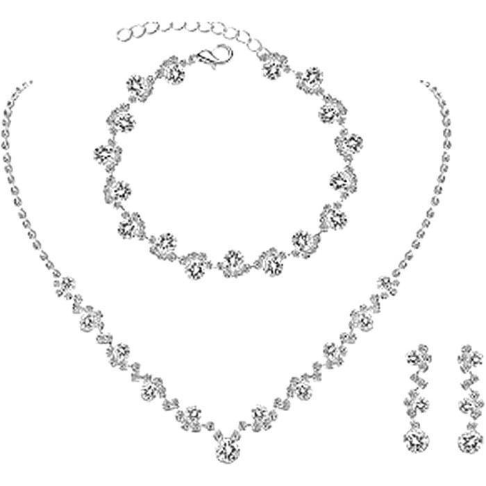 Parure De Bijoux Collier Et Boucles D'oreilles En Acier Inoxydable Avec Zircon Et Symbole Infini
