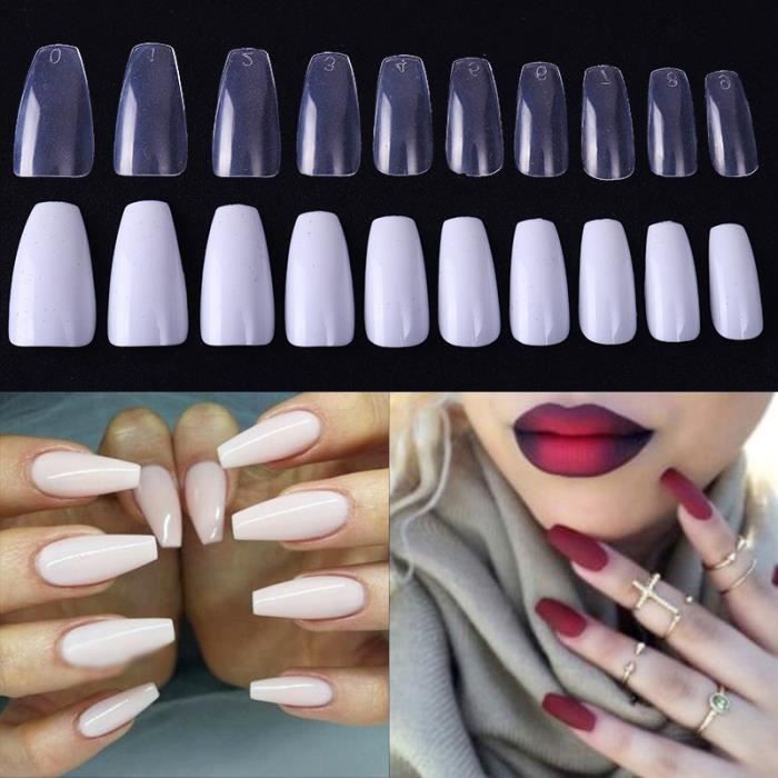 100pcs Capsules Completes Ballerine Faux Ongles Nail Art Forme Cercueil Avec Boite Decoration Manucure Couleur Naturel Cdiscount Au Quotidien