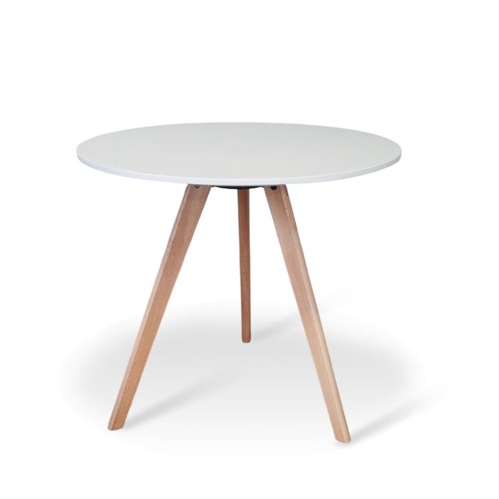 Designetsamaison Table A Manger Ronde Scandinave Blanche 80cm