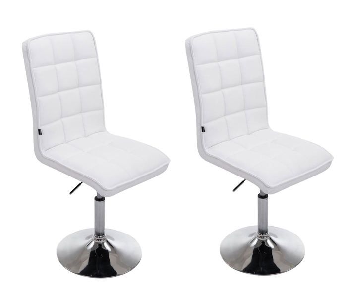 Lot de 2 chaises de salle à manger hauteur reglable en synthetique blanc