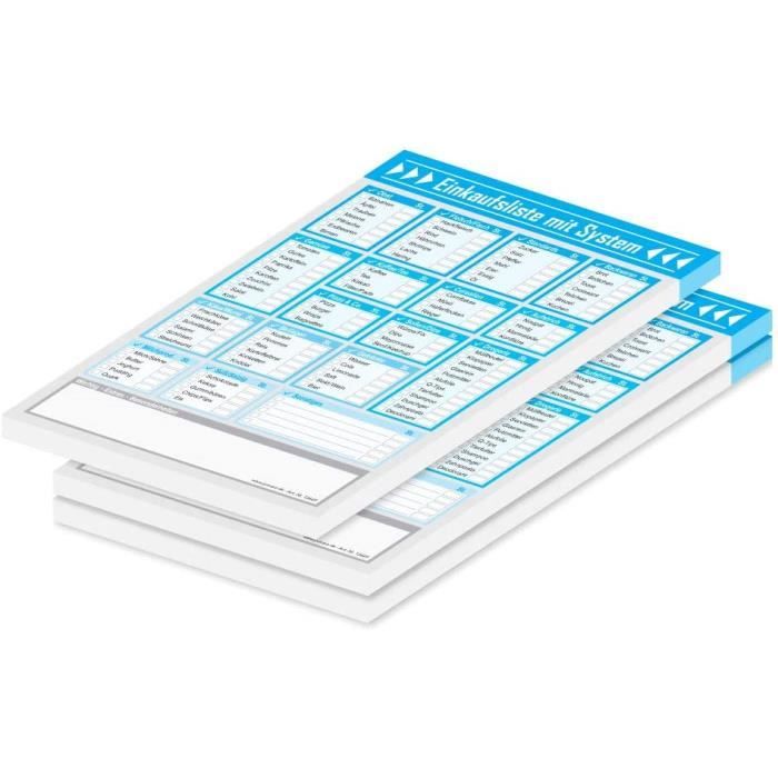 Bloc Note Magnetique Frigo PRICARO Liste D'achats Typo, Vert, A5, 3 Pieces Bloc Frigo