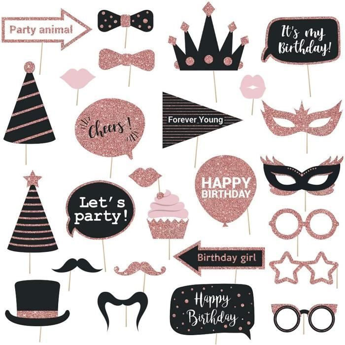 30 Piu00e8ces Accessoires De Photobooth Anniversaire, LMSHOWOWO Haute