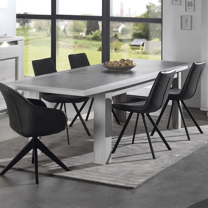 Table Extensible Moderne Couleur Chene Blanc Et Gris Childeric 180