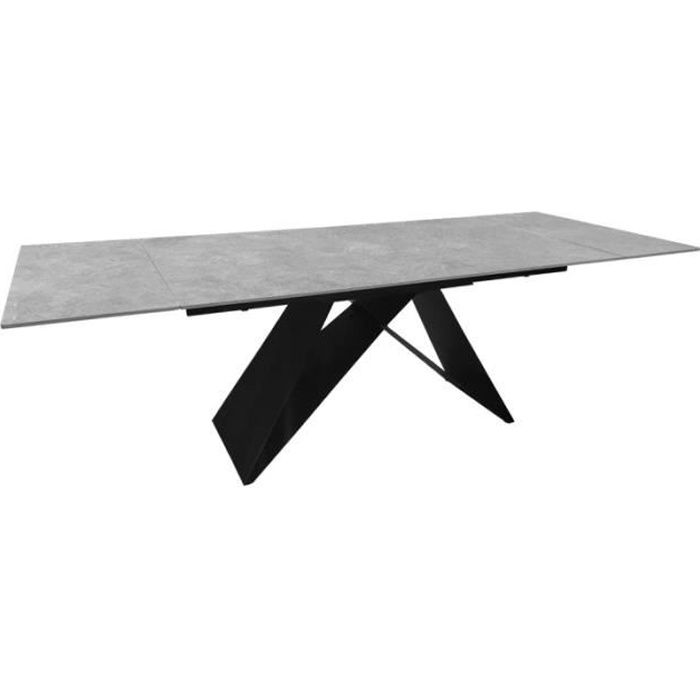 table extensible 160/240 cm en céramique gris clair effet béton - lima