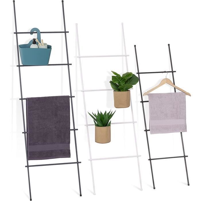 HAHRIR Porte-serviettes Autoportant, 3 Niveaux En Métal, Porte-serviettes En Métal, Porte-serviettes De Salle De Bain/porte-serviettes De Cuisine, Blanc