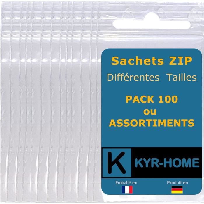 Sachet Plastique Zip Transparent 6x8 cm [100 pcs] Tailles et