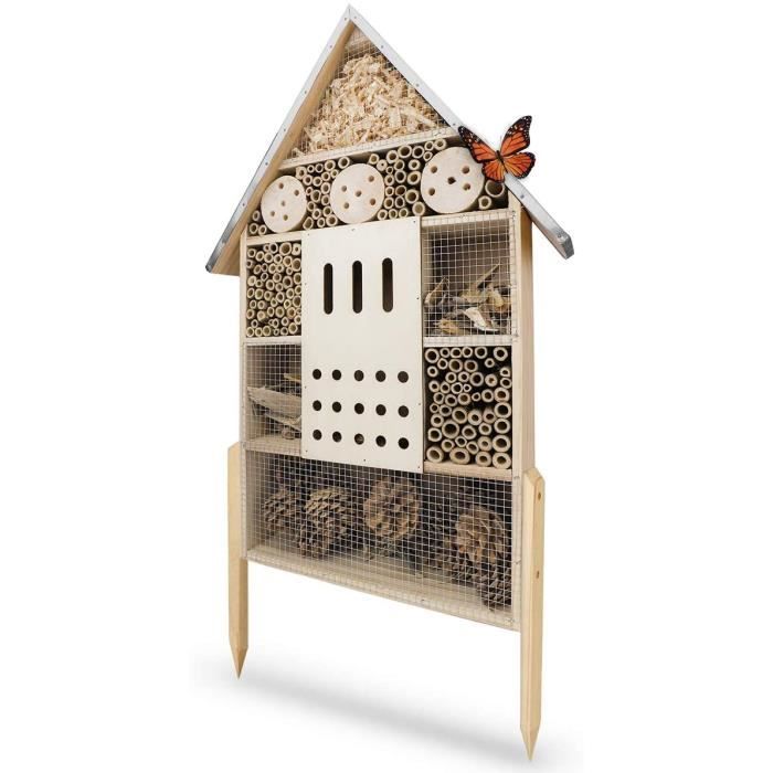 Hotel Pour Insectes Xxl Debout - 76cm & Toit Metallique 