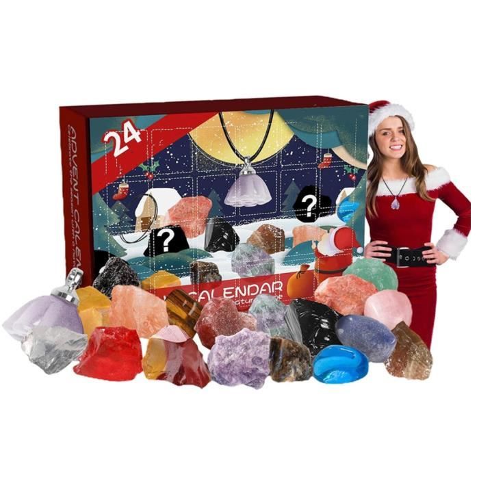 Calendrier De L'Avent En – 24 Pierres Précieuses Naturelles, Roches Et Minéraux | Calendrier De Compte À Rebours De Noël Avec Cristaux De Pour Garçons Filles Adolescents Adultes | Cof