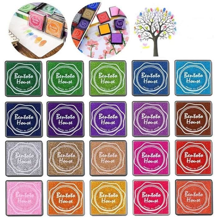 Tampon encreur 20 couleurs Tampon encreur pour enfants Encre d'empreintes digitales pour la peinture au doigt et le scrapbook