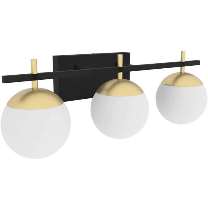 Klighten Lampe Miroir Salle de Bain Industriel 60CM//23.6 Pouces Appliques Murales Interieur en Métal 3 Lumières Abat-jours G9 Lampe Salle de Bain Éclairage Vintage Lampe Armoire Miroir