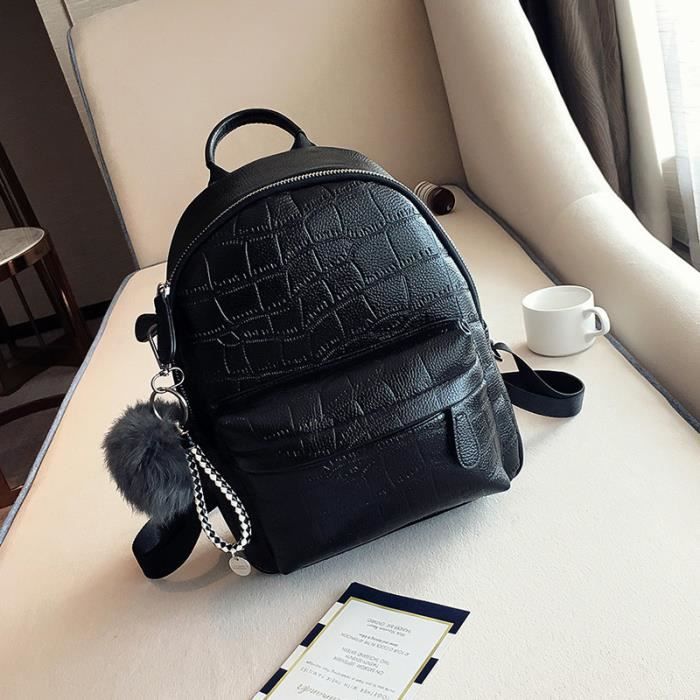 S Noir Petits sacs dos blancs en simili cuir pour femme