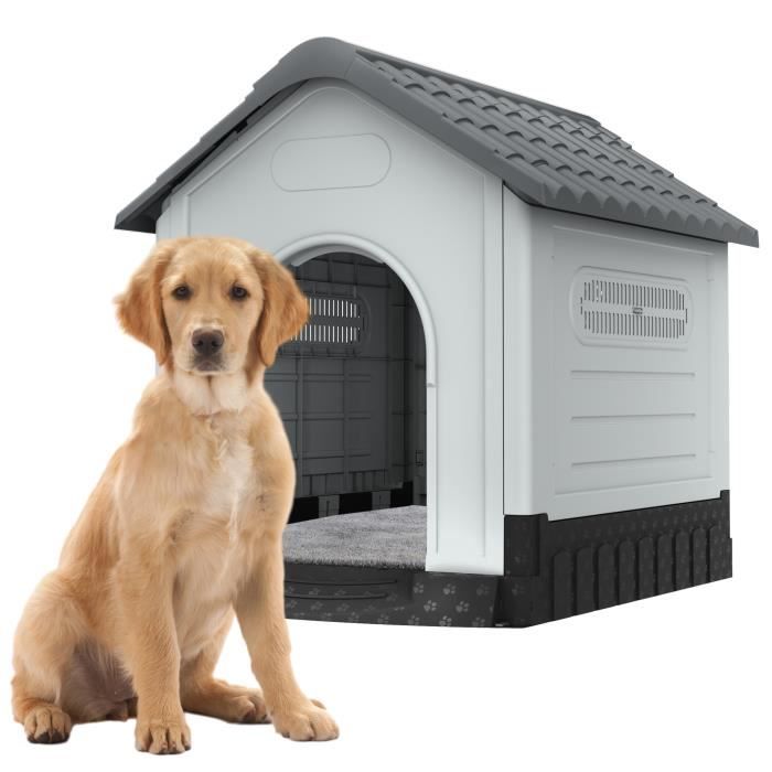 Meilleurs prix pour Niche d'extérieur en plastique pour chien - Aufun - Gris - Extérieur - 105 x 89 x 99cm