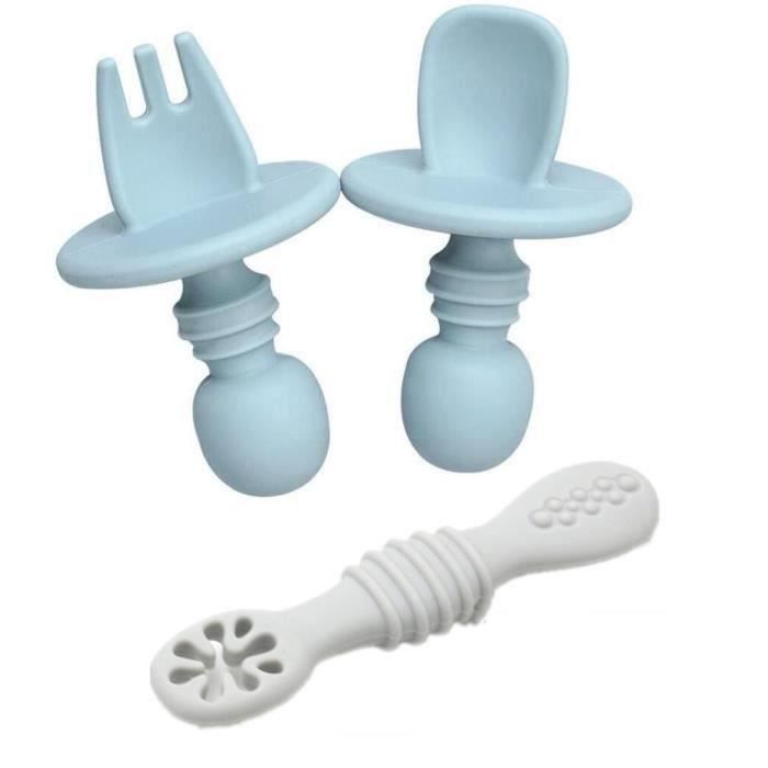 Set Couverts Bébé Souples Et Antidérapants - Cuillère Et Fourchette Pliables 360° - Pour Bébé Dès 6 Mois - Rose