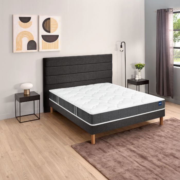 Ensemble sommier et matelas 120x190 cm mousse ferme Bultex Essential Gris Ensemble sommier et matelas 120x190 cm mousse ferme Bultex Essential Gris
