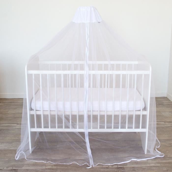 Lot ciel de lit + flèche de lit sur socle - DOMIVA - Moustiquaire pour lit blanc maille ultra fine