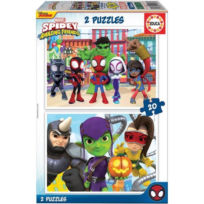 Puzzle enfant - EDUCA - 2x20 pièces - Ppidey & Amazing Friends - Marvel