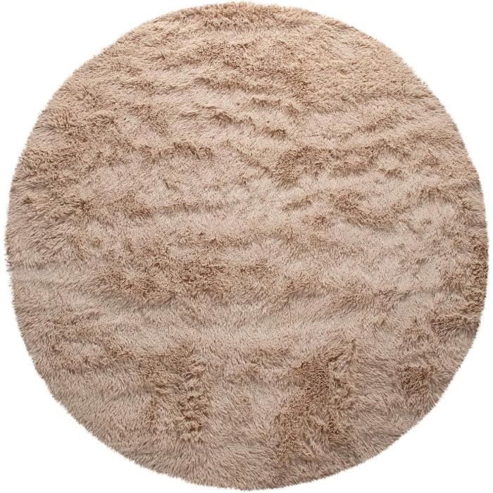 Tapis Rond Shaggy Poil Long - Moderne Tie Dye Bordeaux 40cm - Moelleux, Doux, Lavable Et Antidérapant - Pour Chambre, Salon