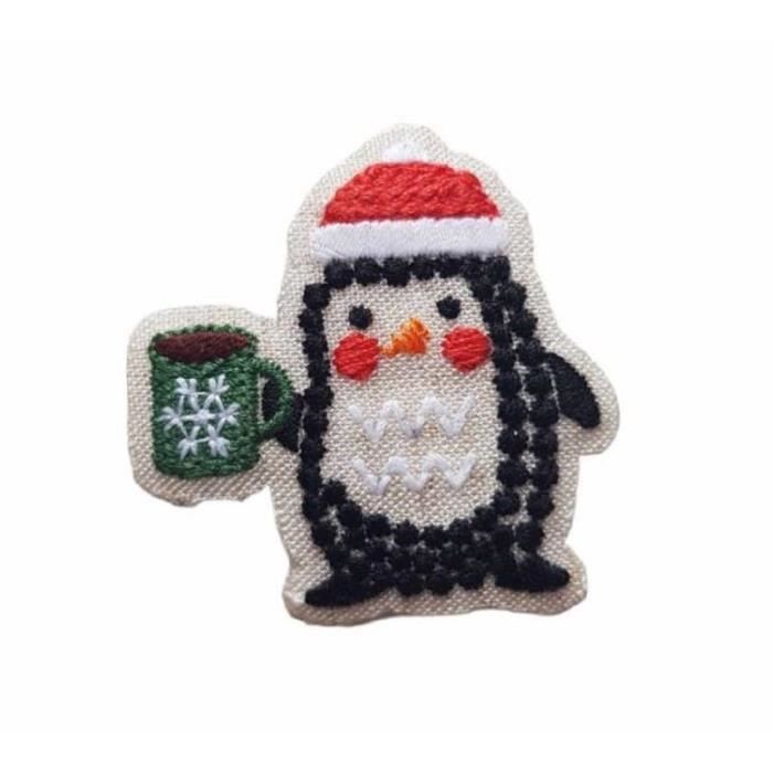 Patch Pingouin Brodé - Applique Thermocollante Ou à Coudre - 7.5x6.5 Cm