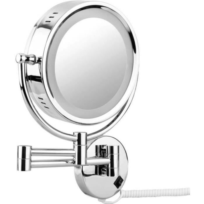 Nicesail Miroir Grossissant X10 Mural Doré - Miroir Extensible Salle De Bain Rotation 360° Double Face