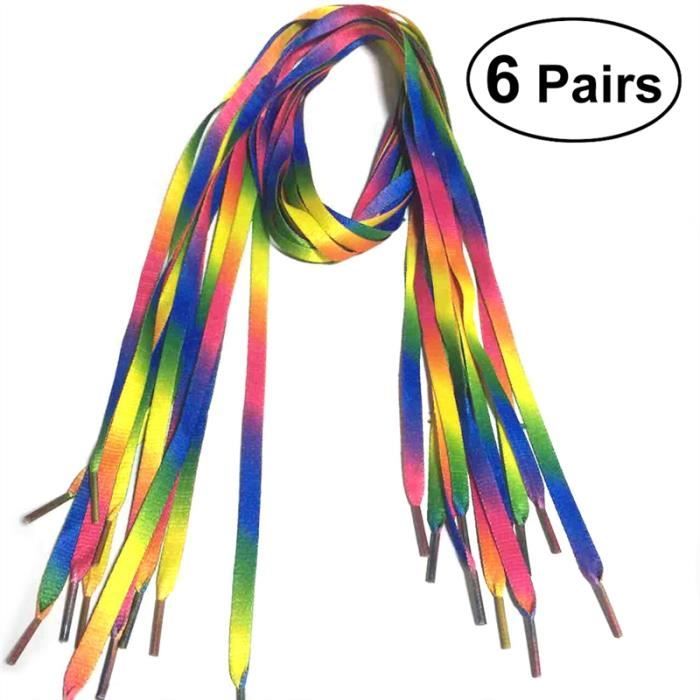 Lot De 2 Paires De Lacets Arc-en-Ciel Dégradés 122 Cm - Larges 1 Cm Pour Chaussures De Sport, Baskets Toile - 5-6 Trous