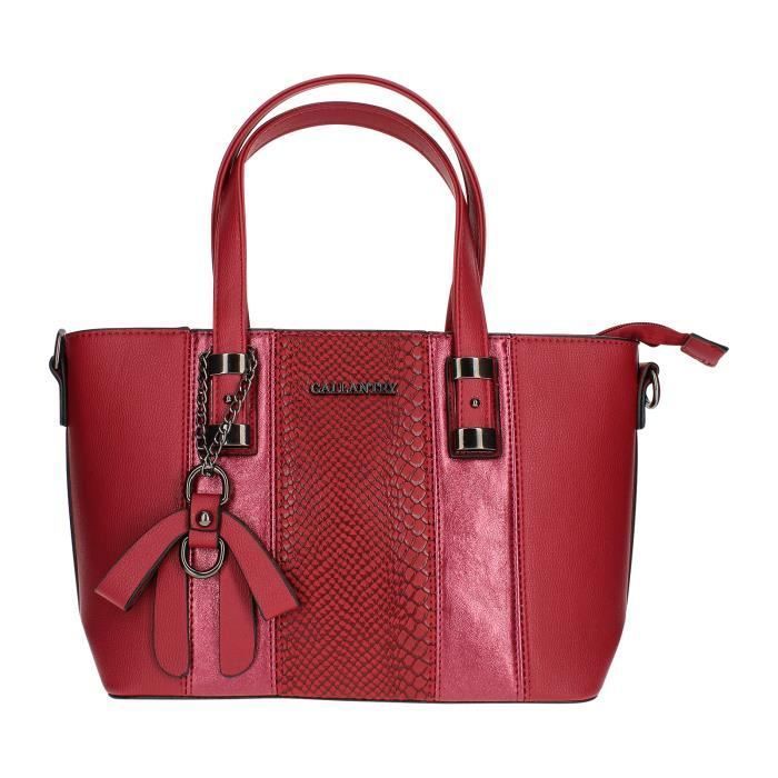Sac à Main Cuir Charles Smith Rouge/jaune/noir - Format Moyen Avec Fermeture Zip