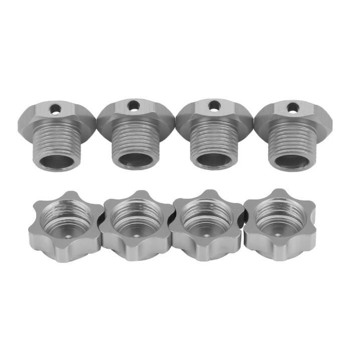 HaloVerde 17 mm Moyeux hexagonaux de roue RC 4 pièces Adaptateurs de roue RC en aluminium