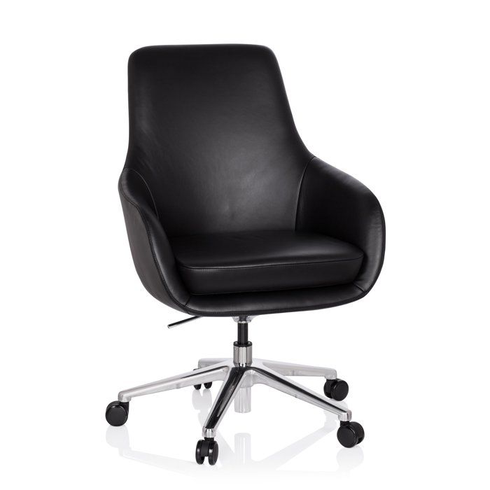 Fauteuil de direction BARENO en cuir noir - HJH OFFICE - Mécanisme de basculement - Design lounge