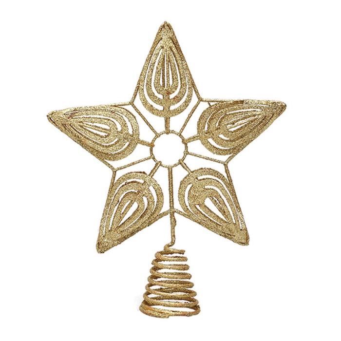 Décoration pour sapin de Noël. Jolie étoile dorée en feutre pailleté, décoration pour arbre. Décoration d'arbre de Noël étoilée. - France