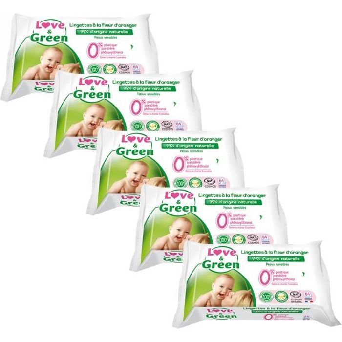 Love and Green - 320 lingettes de toilette bébé écologiques - Fleur  d'oranger - Cdiscount Puériculture & Eveil bébé