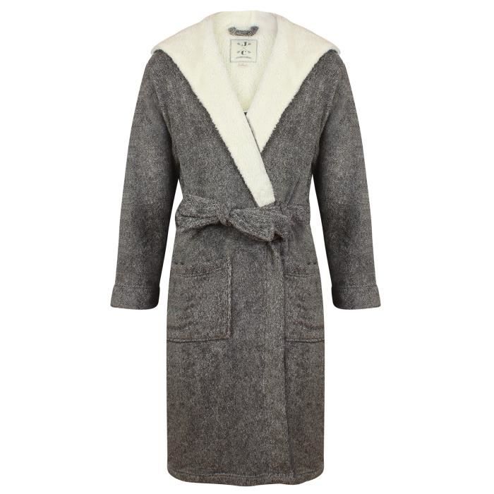 Robe De Chambre En Polaire Doux A Capuche Chaud Gris Chine Homme Gris Achat Vente Robe De Chambre Soldes Cdiscount