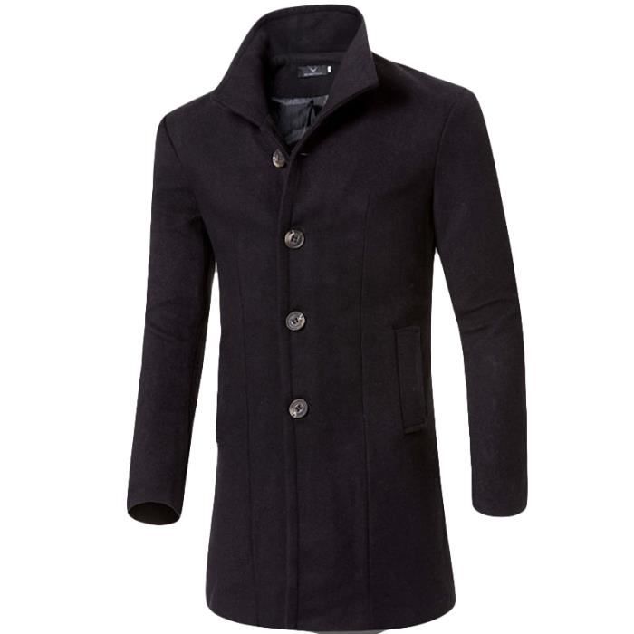 manteau pour homme hiver en laine mélangée et revers Vêtement Masculin