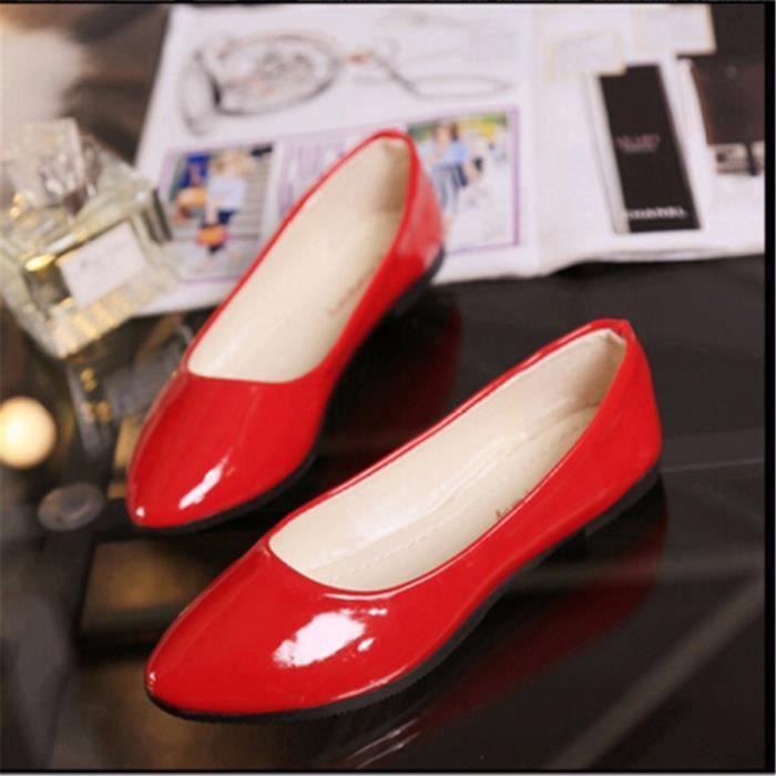 ballerine rouge vernis femme
