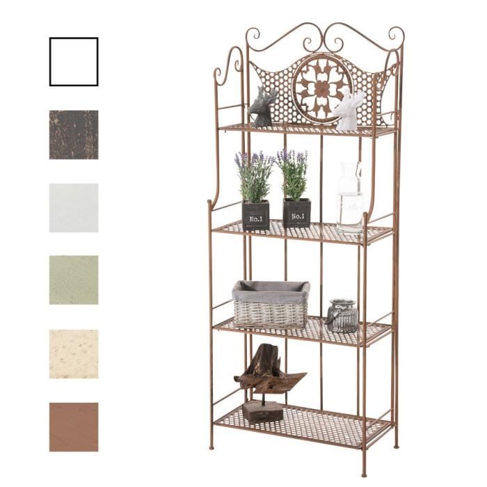 Etagère pliable - CLP - Anika - Fer forgé - 4 espaces de rangement - Style antique Etagère pliable - CLP - Anika - Fer forgé - 4 espaces de rangement - Style antique