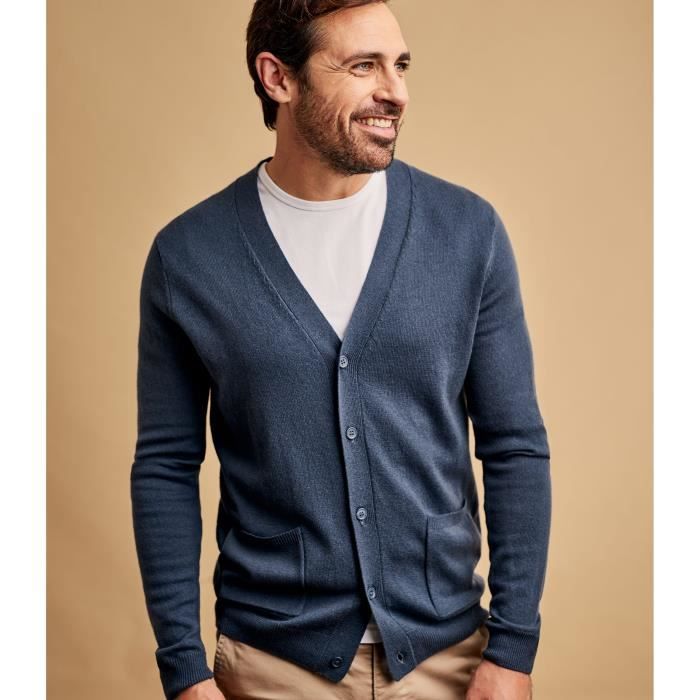 vocaal Mens aantrekken WoolOvers Cardigan à col V Homme Cachemire & Mérinos Bleu sombre Bleu foncé  - Cdiscount Prêt-à-Porter