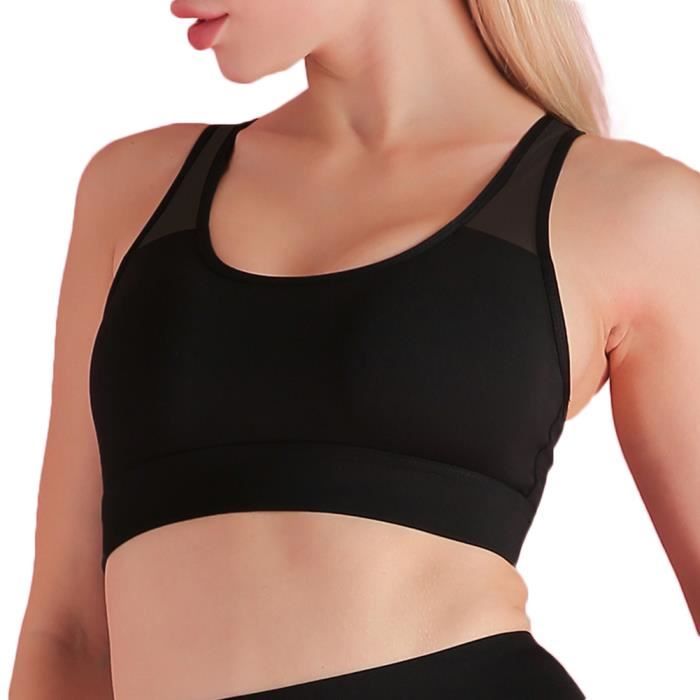 Soutien Gorge Sport Rembourre Femme Push Up Brassiere sans Armature sans Couture Noir L Noir Cdiscount Sport