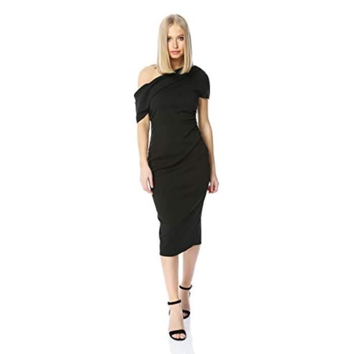 Robe Cocktail Nicole Miller - Une épaule, Volants, Petite Robe Noire (LBD) Taille 4