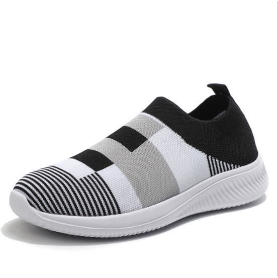 Baskets Casual pour Femmes ECELEN Sans Lacet Noir Textile