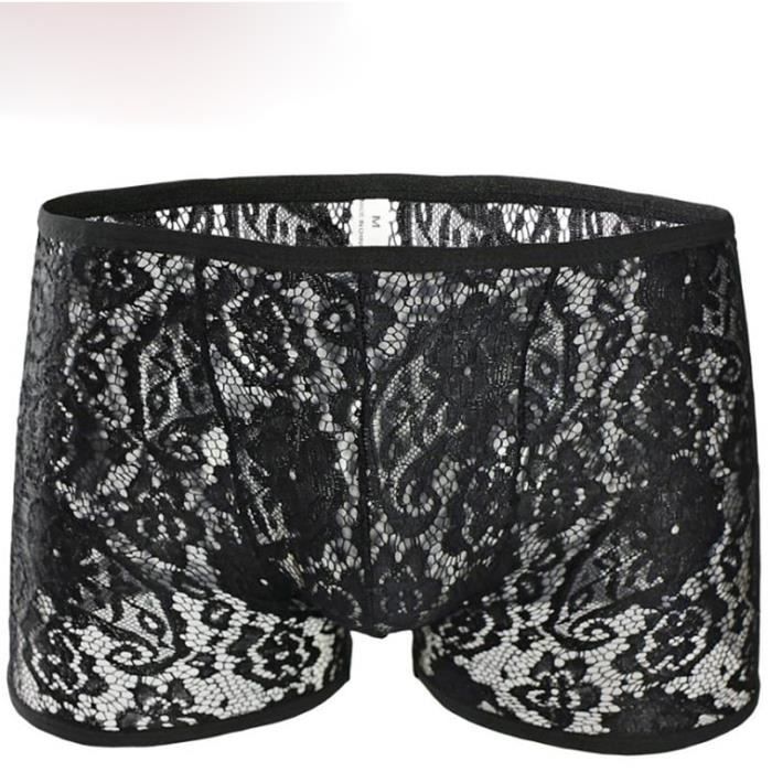 Sous vetement Dentelle Style hommes Lingerie transparente noir blanc Boxer sous vetements respirants Type Black 1pc Blanc Cdiscount Pret a Porter