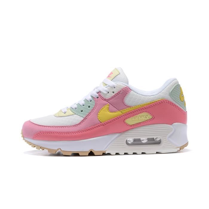 Baskets Nike Air Max 90 Femme Chaussures de Sport Entrainment Blanc rose Cdiscount Chaussures